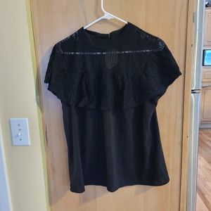 Elegant Black Lace Short Sleeve Top